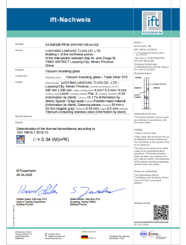 ift 0.34 U-value Certificate